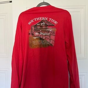 Southern Tide Vibrant Red Long Sleeve Tee